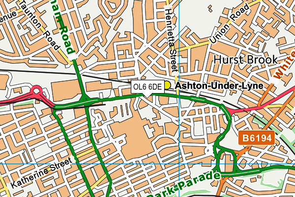 OL6 6DE map - OS VectorMap District (Ordnance Survey)