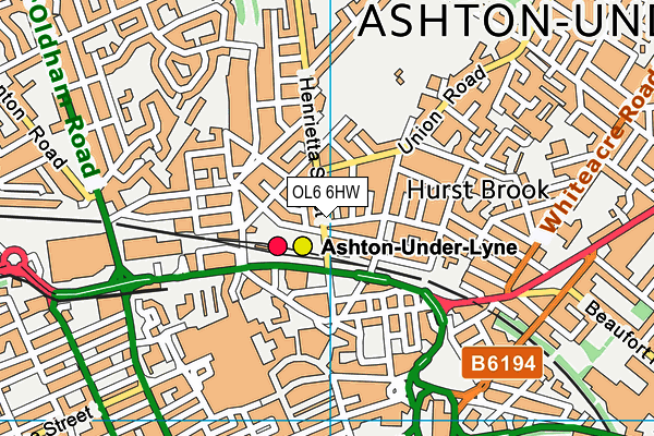 OL6 6HW map - OS VectorMap District (Ordnance Survey) OL6 6HW map - OS VectorMap District (Ordnance Survey)