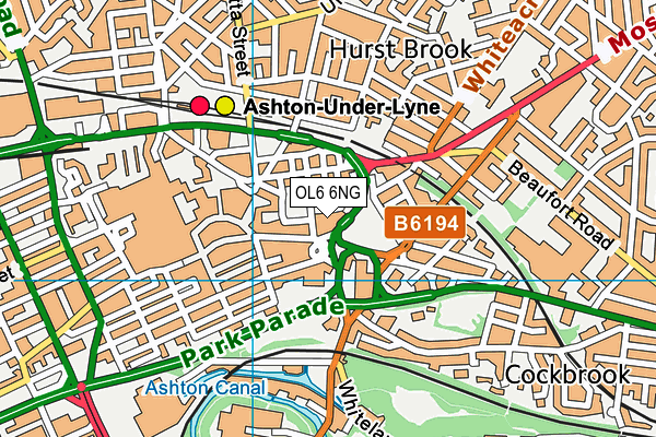 OL6 6NG map - OS VectorMap District (Ordnance Survey)
