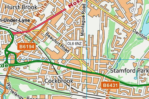 OL6 6NZ map - OS VectorMap District (Ordnance Survey) OL6 6NZ map - OS VectorMap District (Ordnance Survey)