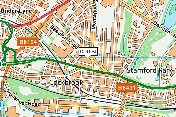 OL6 6PJ map - OS VectorMap District (Ordnance Survey)
