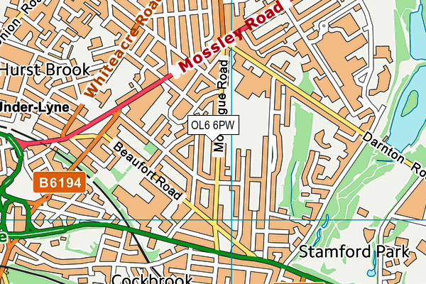OL6 6PW map - OS VectorMap District (Ordnance Survey) OL6 6PW map - OS VectorMap District (Ordnance Survey)