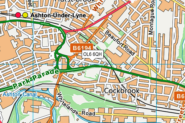 OL6 6QH map - OS VectorMap District (Ordnance Survey)