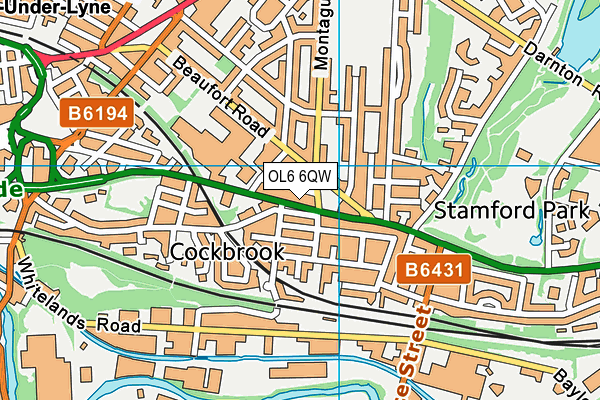 OL6 6QW map - OS VectorMap District (Ordnance Survey) OL6 6QW map - OS VectorMap District (Ordnance Survey)