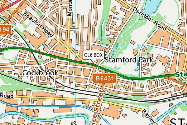 OL6 6QX map - OS VectorMap District (Ordnance Survey) OL6 6QX map - OS VectorMap District (Ordnance Survey)