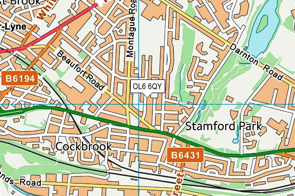OL6 6QY map - OS VectorMap District (Ordnance Survey) OL6 6QY map - OS VectorMap District (Ordnance Survey)