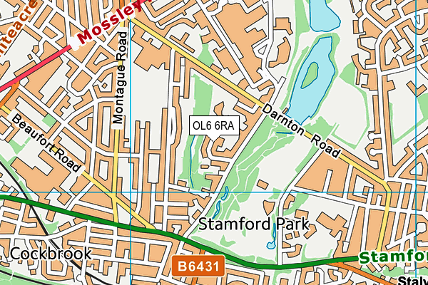 OL6 6RA map - OS VectorMap District (Ordnance Survey)
