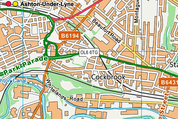 OL6 6TG map - OS VectorMap District (Ordnance Survey)