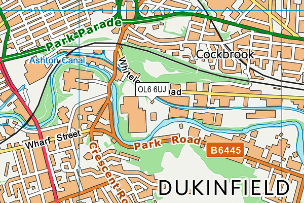 OL6 6UJ map - OS VectorMap District (Ordnance Survey)