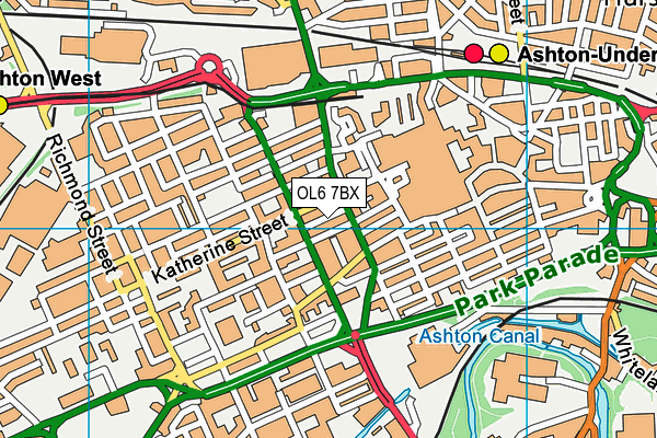 OL6 7BX map - OS VectorMap District (Ordnance Survey) OL6 7BX map - OS VectorMap District (Ordnance Survey)