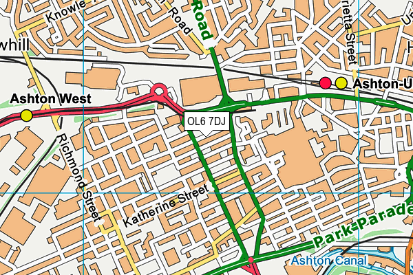 OL6 7DJ map - OS VectorMap District (Ordnance Survey) OL6 7DJ map - OS VectorMap District (Ordnance Survey)
