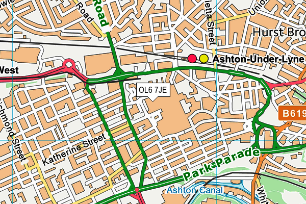 OL6 7JE map - OS VectorMap District (Ordnance Survey) OL6 7JE map - OS VectorMap District (Ordnance Survey)