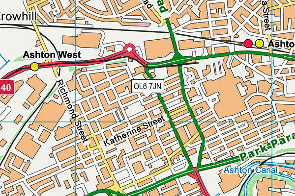 OL6 7JN map - OS VectorMap District (Ordnance Survey) OL6 7JN map - OS VectorMap District (Ordnance Survey)