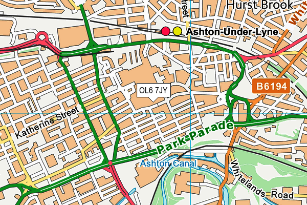 OL6 7JY map - OS VectorMap District (Ordnance Survey) OL6 7JY map - OS VectorMap District (Ordnance Survey)