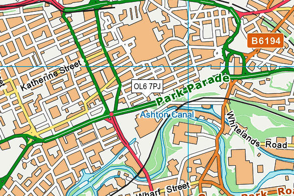 OL6 7PJ map - OS VectorMap District (Ordnance Survey) OL6 7PJ map - OS VectorMap District (Ordnance Survey)