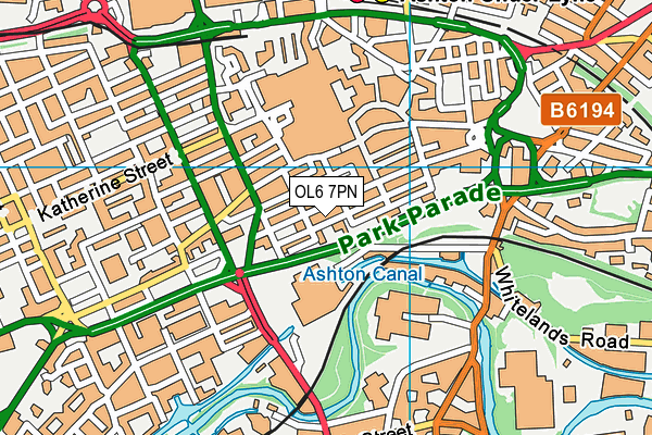 OL6 7PN map - OS VectorMap District (Ordnance Survey) OL6 7PN map - OS VectorMap District (Ordnance Survey)