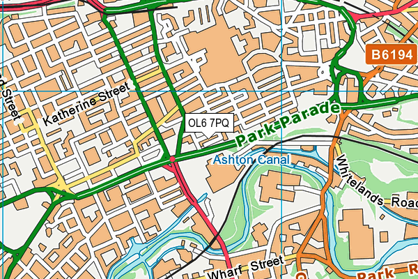 OL6 7PQ map - OS VectorMap District (Ordnance Survey) OL6 7PQ map - OS VectorMap District (Ordnance Survey)