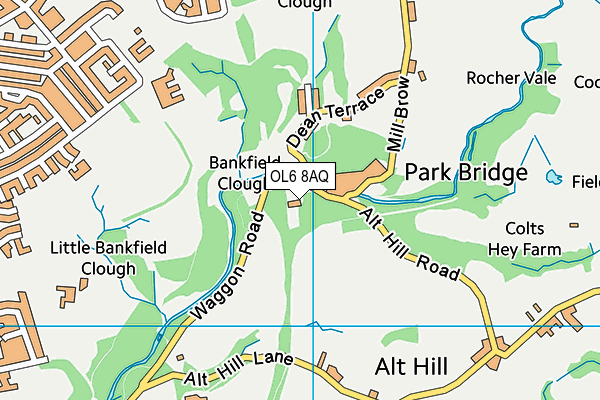 OL6 8AQ map - OS VectorMap District (Ordnance Survey) OL6 8AQ map - OS VectorMap District (Ordnance Survey)