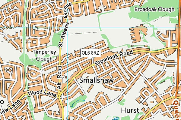 OL6 8RZ map - OS VectorMap District (Ordnance Survey) OL6 8RZ map - OS VectorMap District (Ordnance Survey)