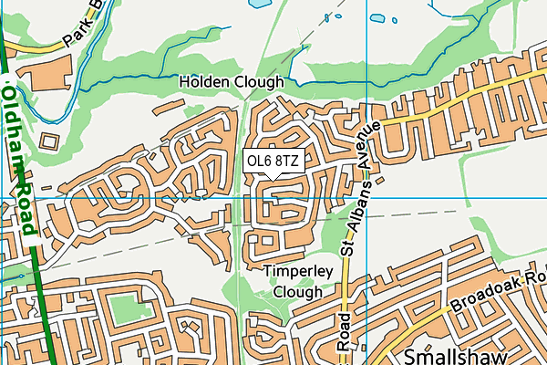 OL6 8TZ map - OS VectorMap District (Ordnance Survey) OL6 8TZ map - OS VectorMap District (Ordnance Survey)