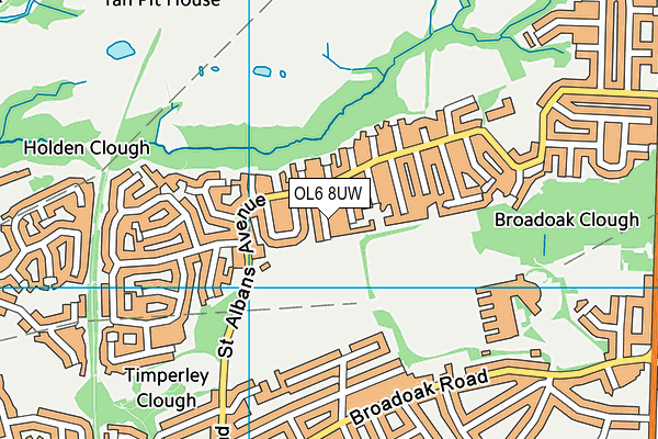 OL6 8UW map - OS VectorMap District (Ordnance Survey) OL6 8UW map - OS VectorMap District (Ordnance Survey)