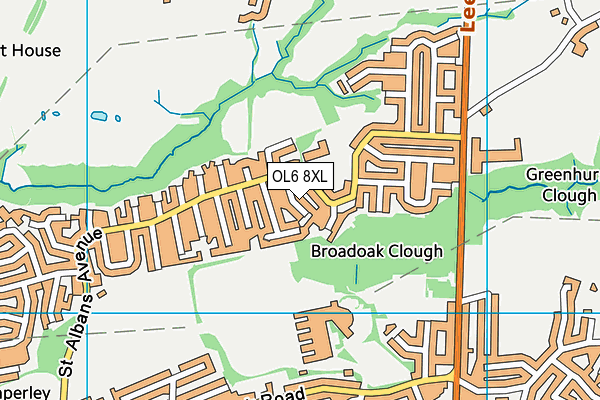 OL6 8XL map - OS VectorMap District (Ordnance Survey) OL6 8XL map - OS VectorMap District (Ordnance Survey)