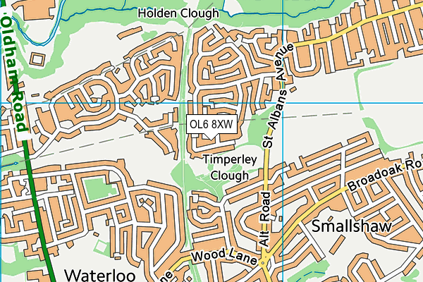 OL6 8XW map - OS VectorMap District (Ordnance Survey) OL6 8XW map - OS VectorMap District (Ordnance Survey)