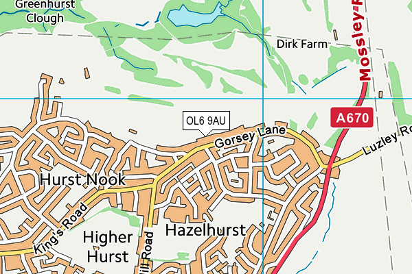 OL6 9AU map - OS VectorMap District (Ordnance Survey) OL6 9AU map - OS VectorMap District (Ordnance Survey)