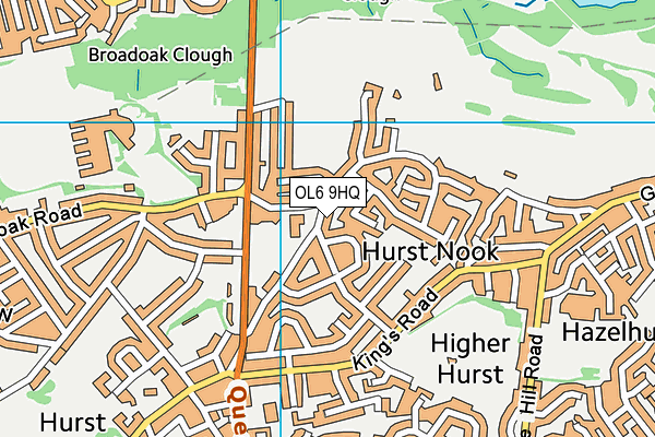 OL6 9HQ map - OS VectorMap District (Ordnance Survey) OL6 9HQ map - OS VectorMap District (Ordnance Survey)