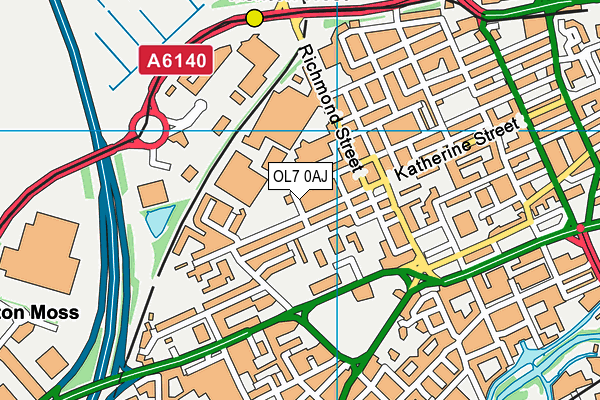 OL7 0AJ map - OS VectorMap District (Ordnance Survey) OL7 0AJ map - OS VectorMap District (Ordnance Survey)