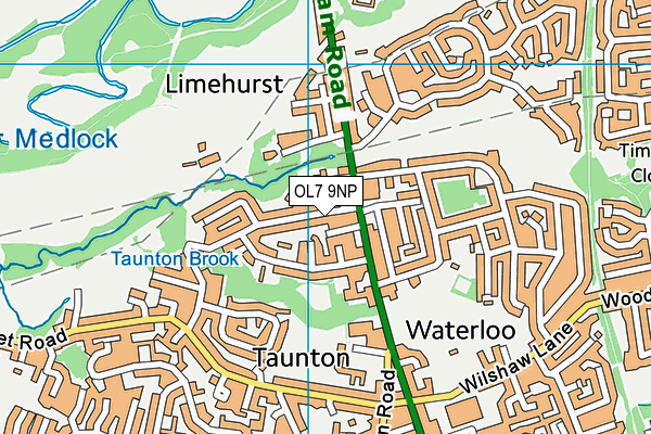 OL7 9NP map - OS VectorMap District (Ordnance Survey)