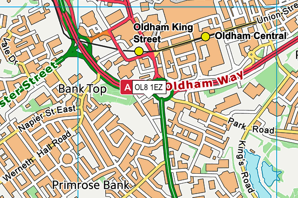 OL8 1EZ map - OS VectorMap District (Ordnance Survey) OL8 1EZ map - OS VectorMap District (Ordnance Survey)