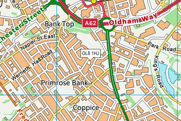 OL8 1HJ map - OS VectorMap District (Ordnance Survey) OL8 1HJ map - OS VectorMap District (Ordnance Survey)