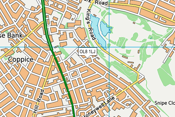 OL8 1LJ map - OS VectorMap District (Ordnance Survey) OL8 1LJ map - OS VectorMap District (Ordnance Survey)