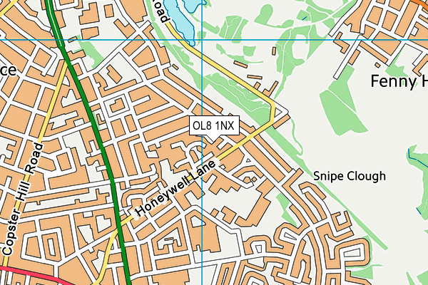 OL8 1NX map - OS VectorMap District (Ordnance Survey) OL8 1NX map - OS VectorMap District (Ordnance Survey)