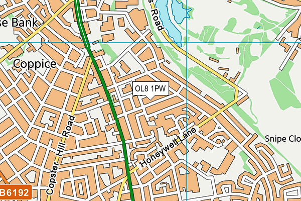 OL8 1PW map - OS VectorMap District (Ordnance Survey) OL8 1PW map - OS VectorMap District (Ordnance Survey)