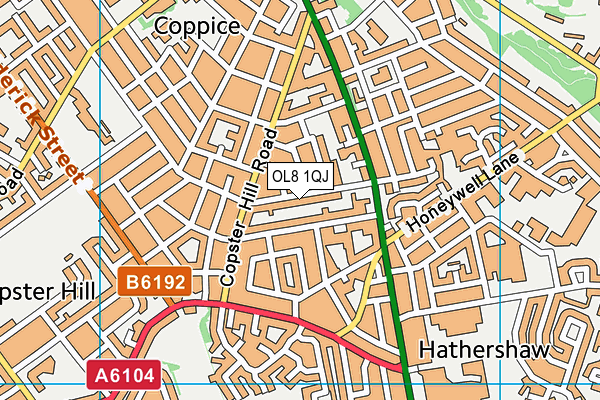 OL8 1QJ map - OS VectorMap District (Ordnance Survey) OL8 1QJ map - OS VectorMap District (Ordnance Survey)