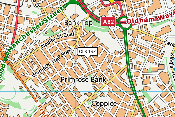 OL8 1RZ map - OS VectorMap District (Ordnance Survey) OL8 1RZ map - OS VectorMap District (Ordnance Survey)