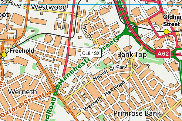 OL8 1SX map - OS VectorMap District (Ordnance Survey) OL8 1SX map - OS VectorMap District (Ordnance Survey)