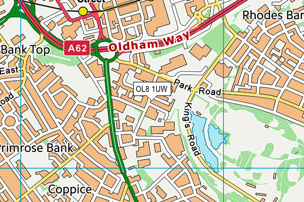 OL8 1UW map - OS VectorMap District (Ordnance Survey) OL8 1UW map - OS VectorMap District (Ordnance Survey)