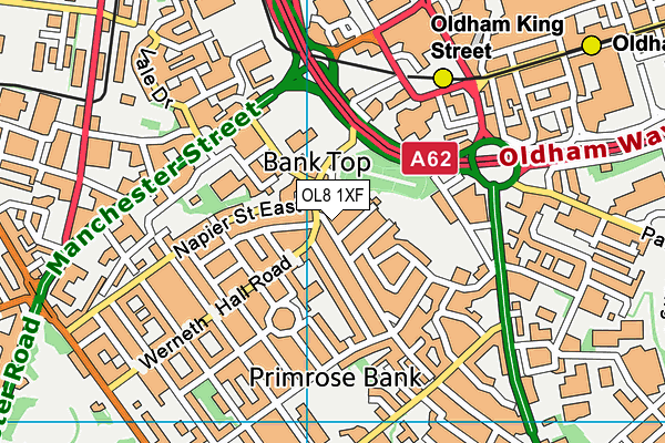 OL8 1XF map - OS VectorMap District (Ordnance Survey) OL8 1XF map - OS VectorMap District (Ordnance Survey)