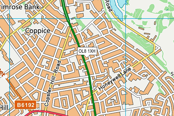OL8 1XH map - OS VectorMap District (Ordnance Survey) OL8 1XH map - OS VectorMap District (Ordnance Survey)