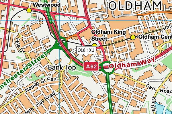 OL8 1XU map - OS VectorMap District (Ordnance Survey)