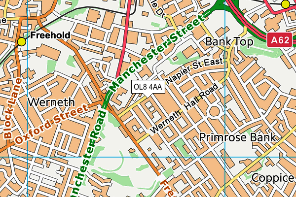 OL8 4AA map - OS VectorMap District (Ordnance Survey) OL8 4AA map - OS VectorMap District (Ordnance Survey)