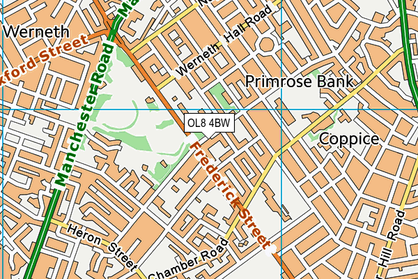 OL8 4BW map - OS VectorMap District (Ordnance Survey) OL8 4BW map - OS VectorMap District (Ordnance Survey)