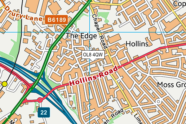 OL8 4QW map - OS VectorMap District (Ordnance Survey)