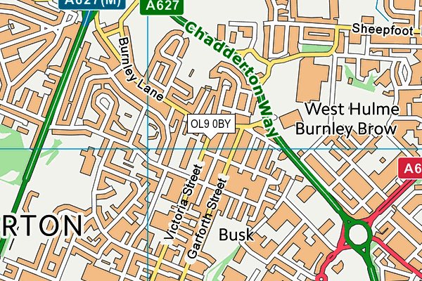 OL9 0BY map - OS VectorMap District (Ordnance Survey) OL9 0BY map - OS VectorMap District (Ordnance Survey)