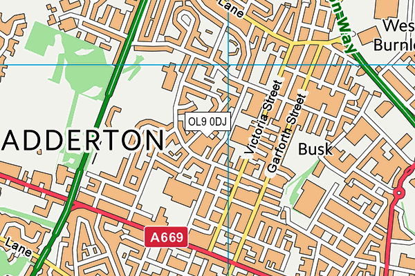 OL9 0DJ map - OS VectorMap District (Ordnance Survey) OL9 0DJ map - OS VectorMap District (Ordnance Survey)