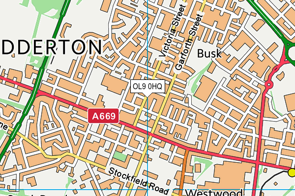 OL9 0HQ map - OS VectorMap District (Ordnance Survey) OL9 0HQ map - OS VectorMap District (Ordnance Survey)