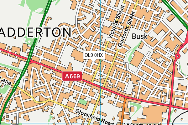 OL9 0HX map - OS VectorMap District (Ordnance Survey)